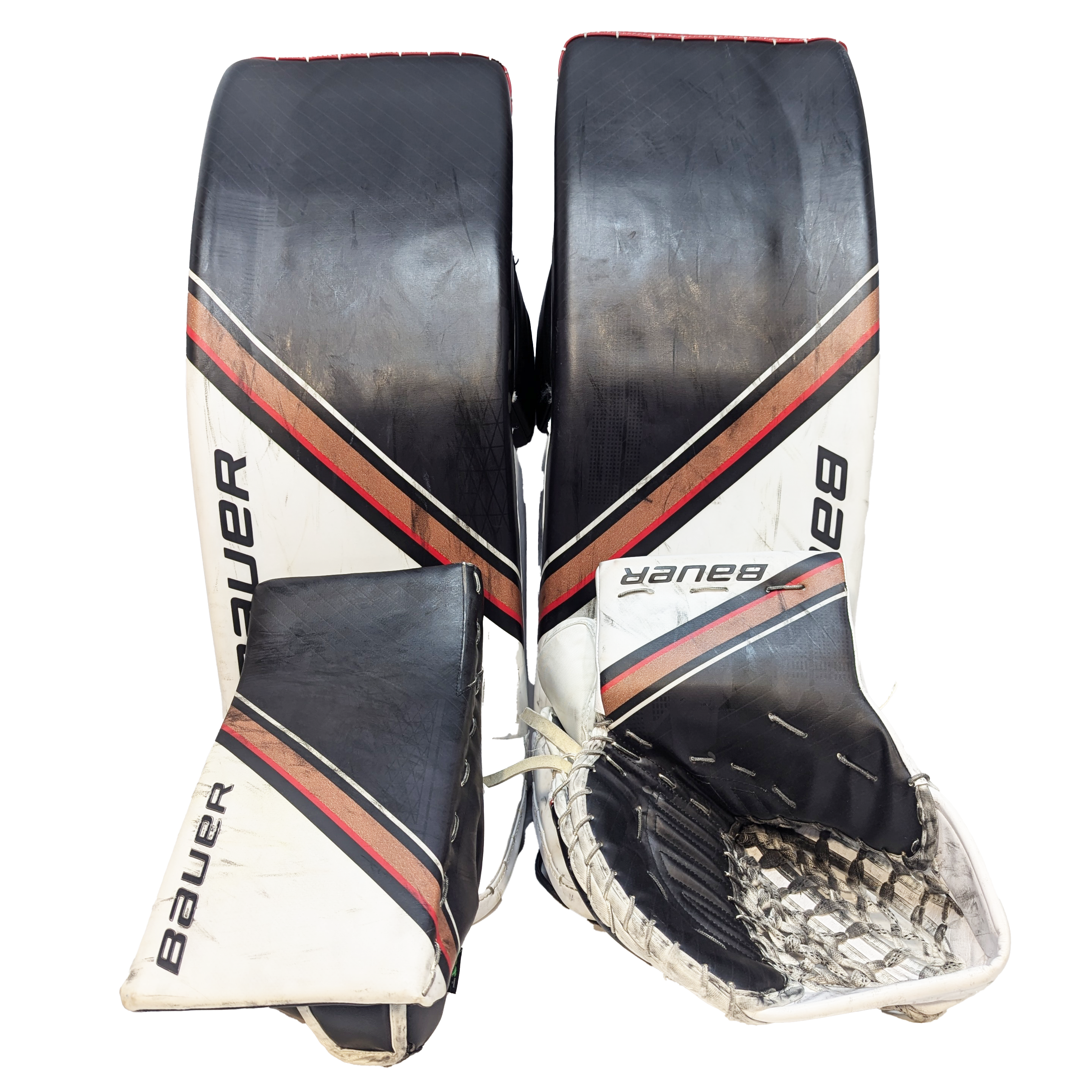 Bauer Vapor Hyperlite 2 - Ensemble de gardien de but complet WHL Pro Stock Senior d'occasion (blanc/noir/beige)